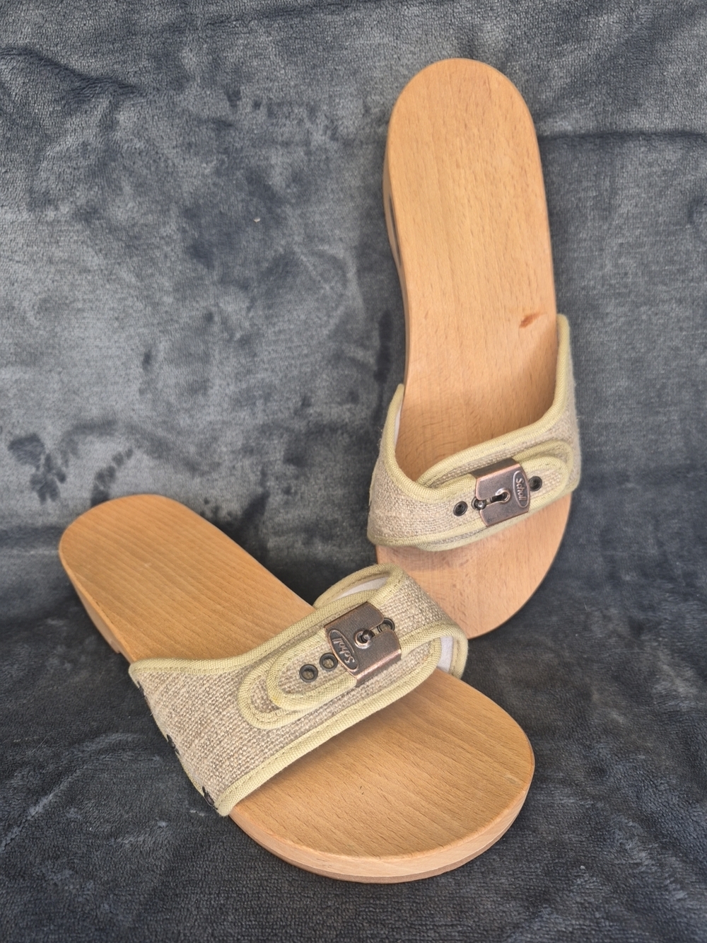 Vintage Dr. Scholl’s Exercise Sandals 1978 Austria Made Khaki Canavas Sz 7